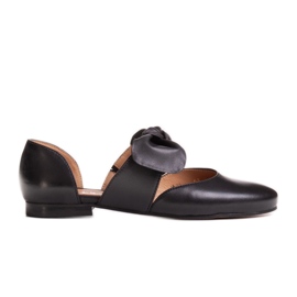 Marco Shoes Černé balerínky 1531P s černou mašlí černý