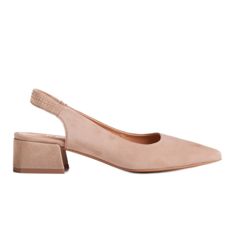 Marco Shoes Béžové semišové sandály s ozdobnými proužky béžový