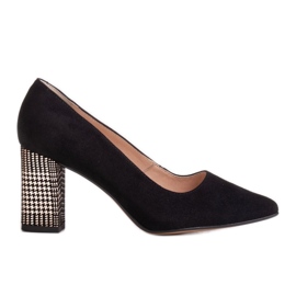 Marco Shoes Černé lodičky 1066P s podpatkem, houndstooth vzorem černý