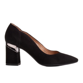 Marco Shoes Černé semišové lodičky s kovovým podpatkem černá Marco Shoes Černé semišové lodičky s kovovým podpatkem černá