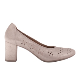 Marco Shoes Kožené lodičky s perforací pro širší nohu béžový Marco Shoes Kožené lodičky s perforací pro širší nohu béžový
