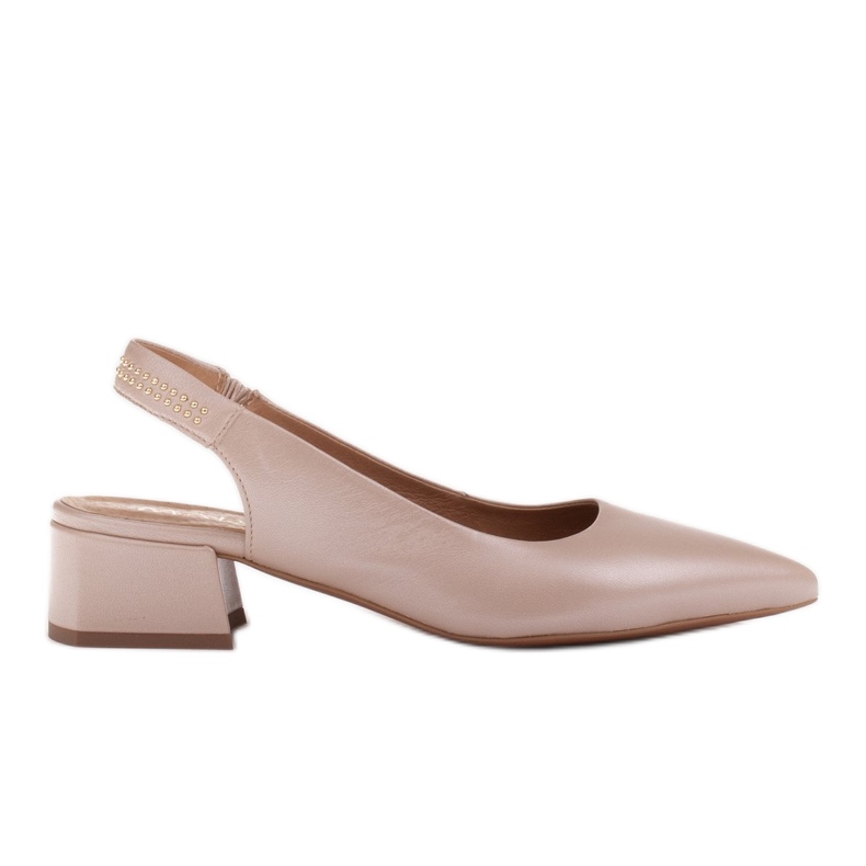 Marco Shoes Béžové sandály s ozdobnými proužky v lícové kůži béžový