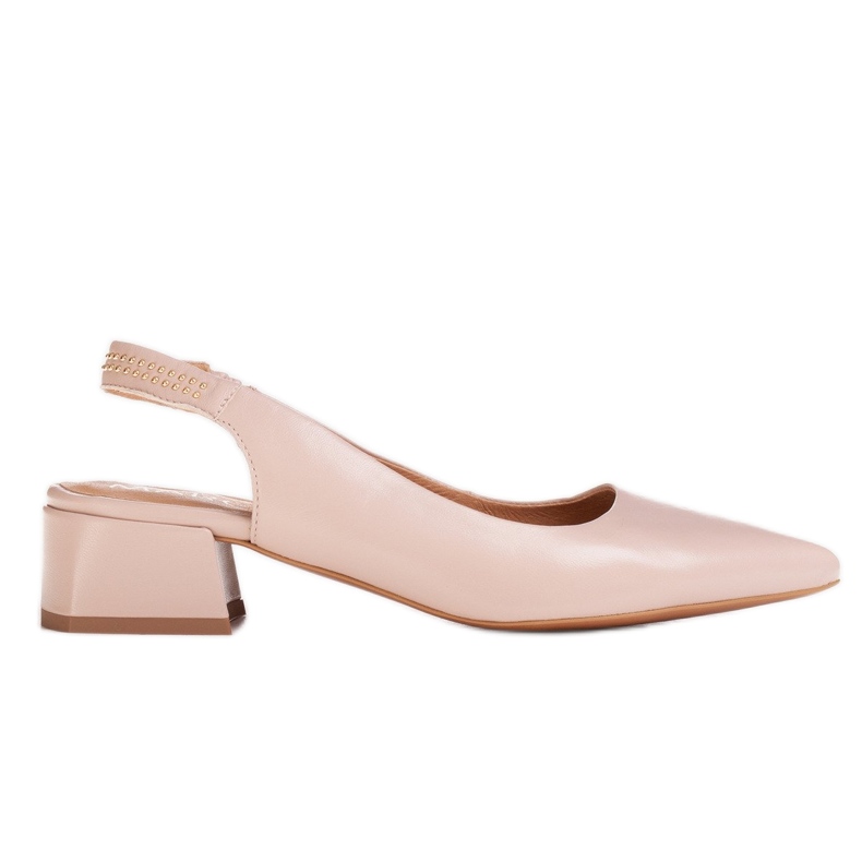 Marco Shoes Béžové sandály s ozdobnými proužky v lícové kůži béžový