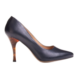 Marco Shoes Tmavě modré podpatky 1599P s jantarovou patou námořnická modř