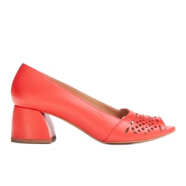 Marco Shoes Červené lodičky s perforovanou přední částí červený