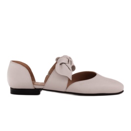 Marco Shoes Balerínky s mašlí z lícové kůže bílý Marco Shoes Balerínky s mašlí z lícové kůže bílý