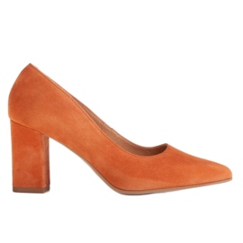 Marco Shoes Oranžové lodičky z přírodního semiše oranžový Marco Shoes Oranžové lodičky z přírodního semiše oranžový