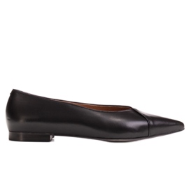 Marco Shoes Balerínky z černé zrnité kůže černý