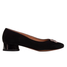 Marco Shoes Černé semišové lodičky s ozdobou černý