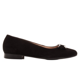Marco Shoes Černé semišové kožené balerínky černý