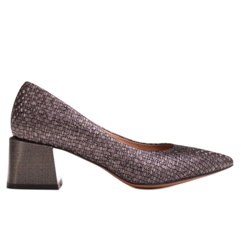 Marco Shoes Elegantní lodičky z reliéfní kůže šedá