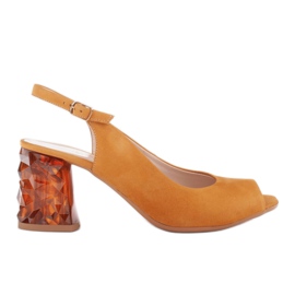Marco Shoes Kožené sandály žluté s patou 3D 1517P žluť