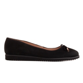 Marco Shoes Přírodní semišové černé balerínky černý