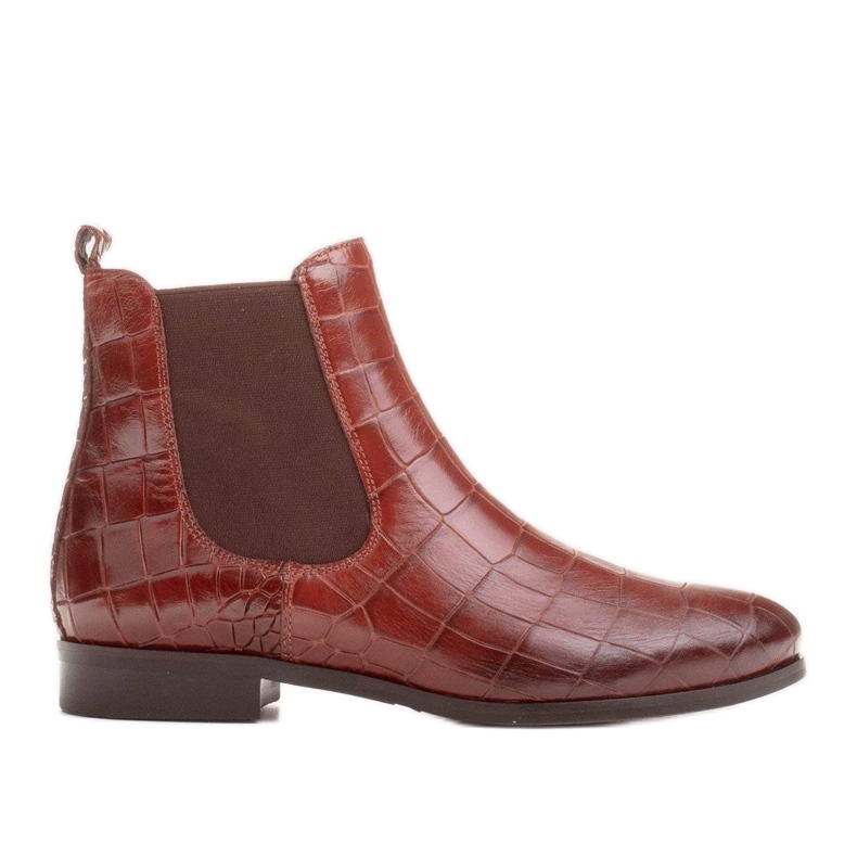 Marco Shoes Ploché kožené kotníkové boty s elastickou gumou ve svršku hnědý