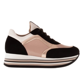 Marco Shoes Lehké tenisky na silné podrážce z přírodní kůže černý růžový