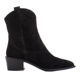 Marco Shoes Černé kovbojské boty z přírodního semiše bez izolace černý