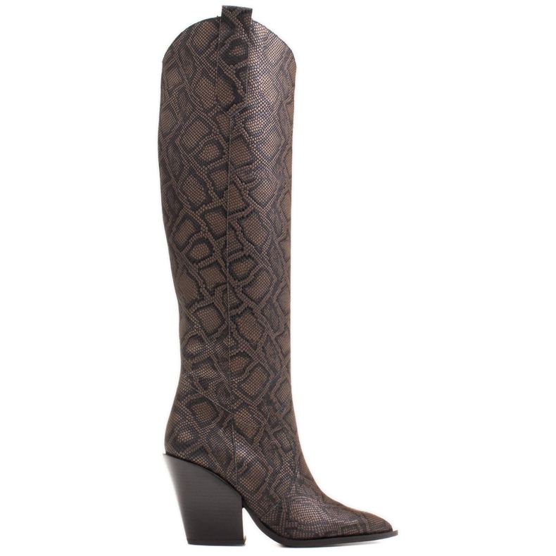 Marco Shoes Dámské vysoké boty, kovbojské boty z pravé kůže hnědý