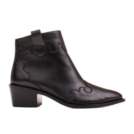 Marco Shoes Černé kozačky vyrobené z přírodní lícové kůže černý