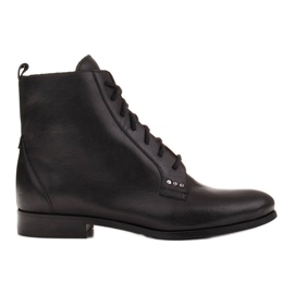 Marco Shoes Kožené boty s rovnou podrážkou černý
