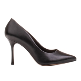 Marco Shoes Černé jehlové podpatky z měkké lícové kůže černý