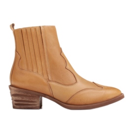 Marco Shoes Ručně leštěné kožené kovbojské boty se širokými gumovými svršky žluť