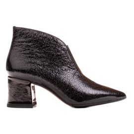 Marco Shoes Tenké kožené kotníkové boty 1460B s gumovým svrškem černý