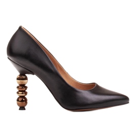 Marco Shoes Kožená stiletta z měkké lícové kůže s kamínky černý