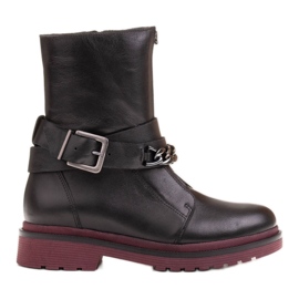 Marco Shoes Dámské turistické boty Marco 1262B s řetízkem, Glany černý