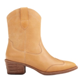Marco Shoes Kovbojské boty z ručně leštěné kůže bez izolace žluť