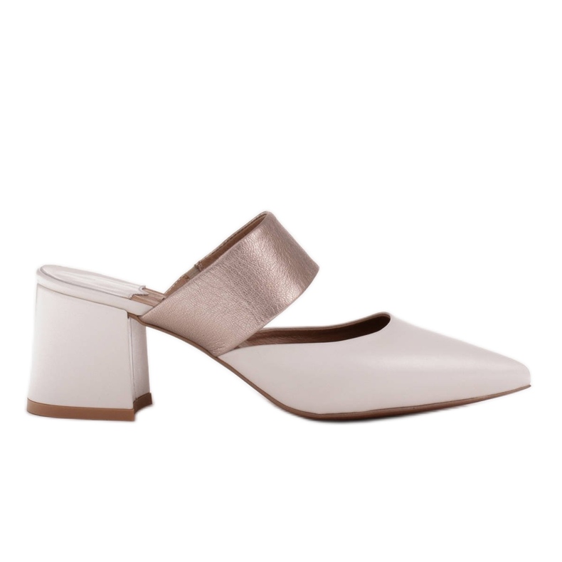 Marco Shoes Elegantní dámské pantofle na léto béžový bílý