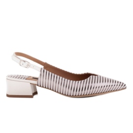 Marco Shoes Nízké lodičky na otevřeném podpatku s metalickými pruhy bílý stříbro