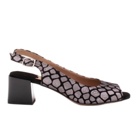 Marco Shoes Pohodlné dámské sandály se zajímavou kůží černý stříbro