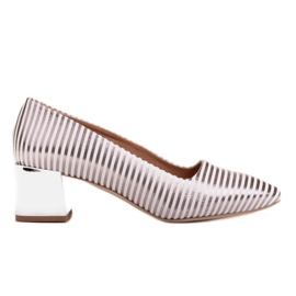 Marco Shoes Elegantní lodičky s kovovým podpatkem stříbro