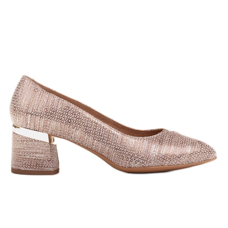 Marco Shoes Pohodlné měděné lodičky s kovovým podpatkem zlatý