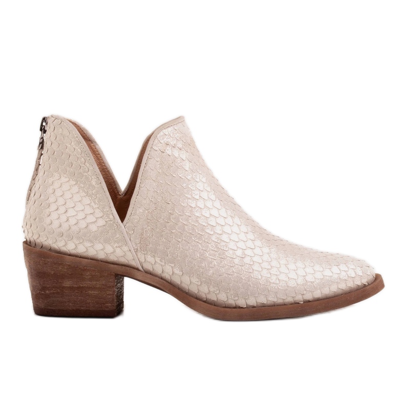 Marco Shoes Kotníkové boty z přírodního semiše s výstřihem do V. zlatý