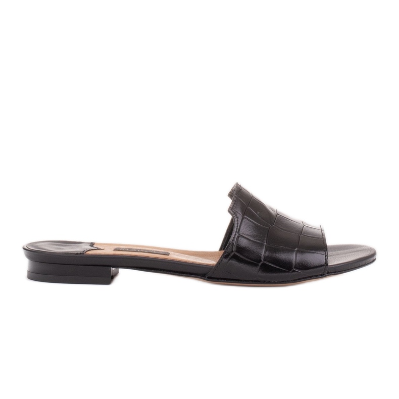 Marco Shoes Elegantní dámské černé kožené pantofle černá