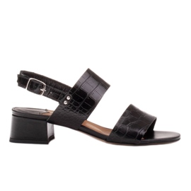 Marco Shoes Sandály Cinta s podpatkem potaženým kůží černý