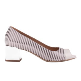 Marco Shoes Dámské lodičky s metalickými pruhy s otevřenou přední částí bílý stříbro