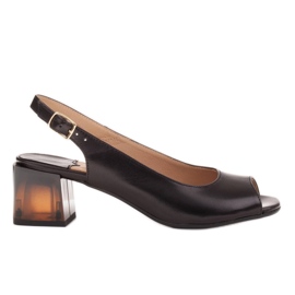 Marco Shoes Pohodlné dámské sandály se zajímavým podpatkem černý
