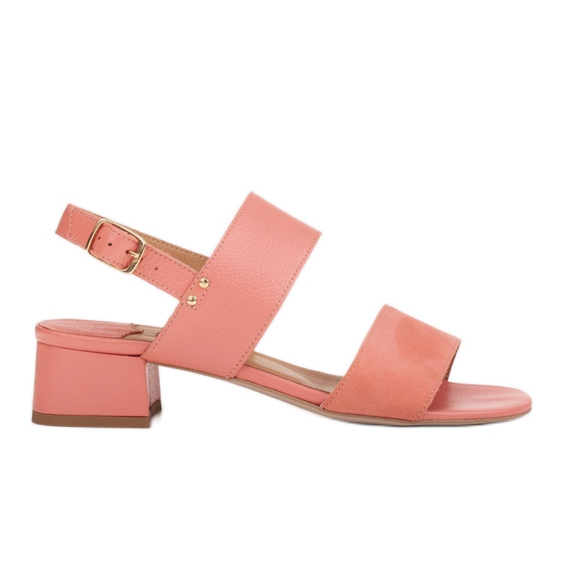 Marco Shoes Sandály Cinta s podpatkem potaženým kůží růžový