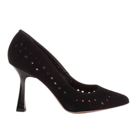 Marco Shoes Jehlice z přírodního semiše s ozdobnou perforací černý