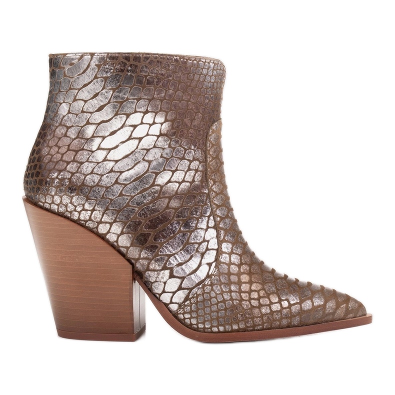 Marco Shoes Dámské kovbojské boty z přírodní kůže stříbrný