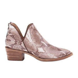 Marco Shoes Boty z přírodní kůže s výstřihem do V. béžový hnědý
