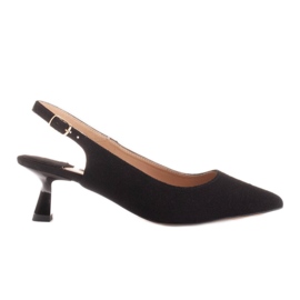 Marco Shoes Lodičky z jemného semiše s páskem černý