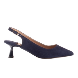Marco Shoes Lodičky z jemného semiše s páskem námořnická modř