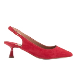 Marco Shoes Lodičky z jemného semiše s páskem červený