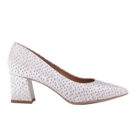 Marco Shoes Elegantní lodičky z kamzíkové kůže stříbro