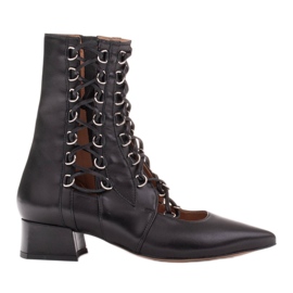 Marco Shoes Pletené kozačky s páskem černý