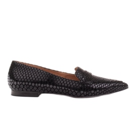 Marco Shoes Semišové balerínky z hadí kůže černý
