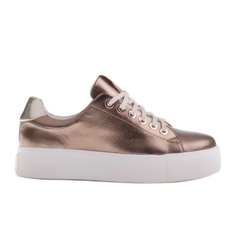 Marco Shoes Dámské tenisky z pravé kůže na silné podrážce zlatý